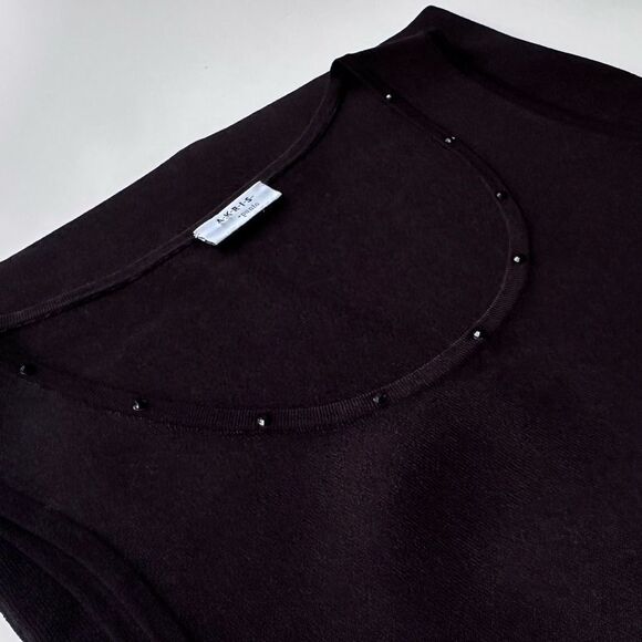 Akris Punto Stretch Viscose Knit Black Sleeveless Shell Tank w/ Crystal Detail 4 - Picture 9 of 14